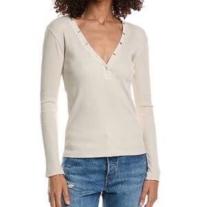 Grey State Beige Long Sleeve V-Neck Henley Top
